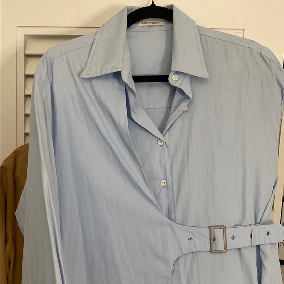 Loewe inspired Light Blue Asymmetrical Shirt - Picture 4 of 5